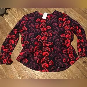 Sophisticated Komil Floral Women's Tunic - Red and Purple Lifestyle Collection